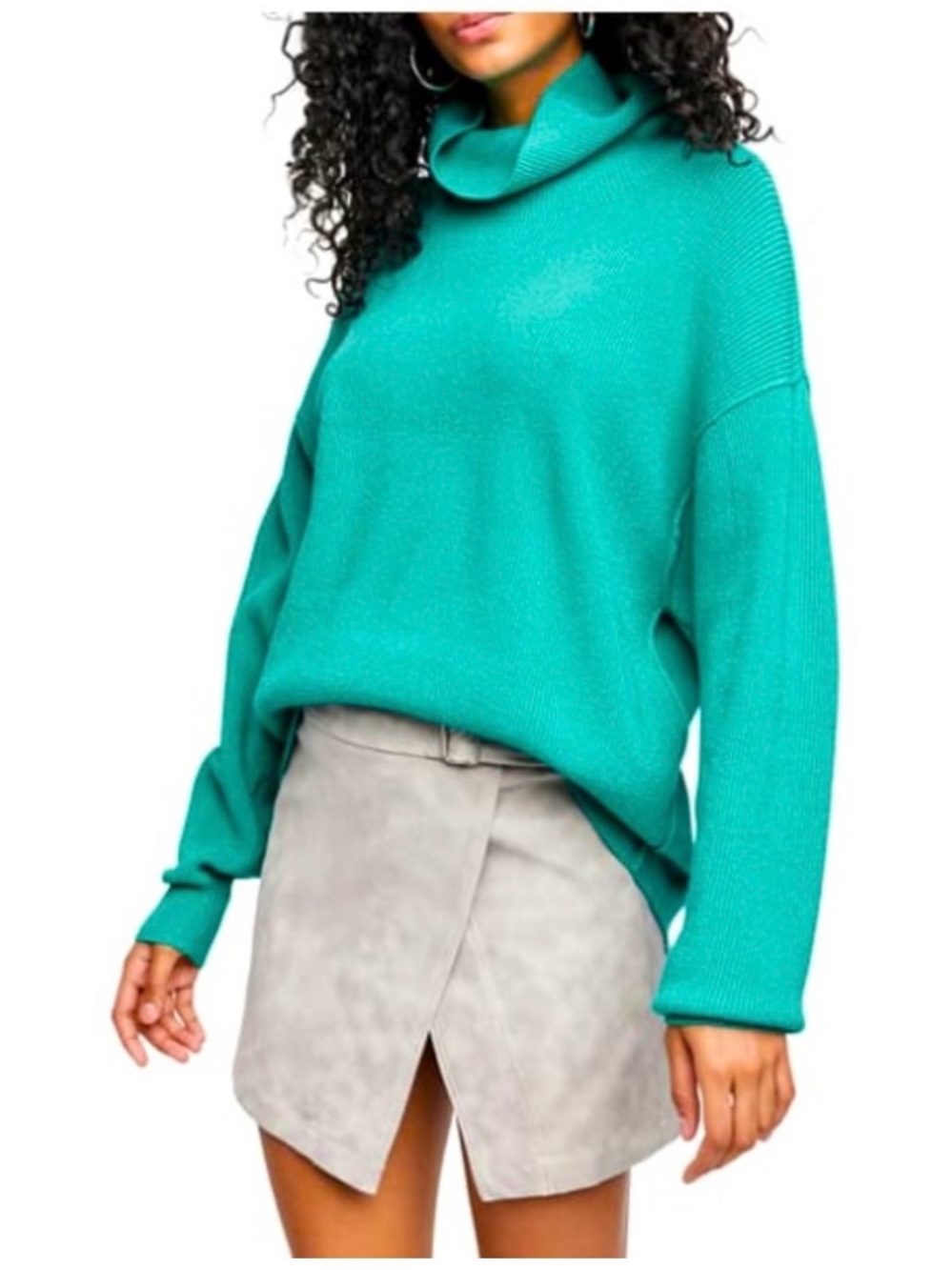 Free People Oversized Full Neck Knit Sweater